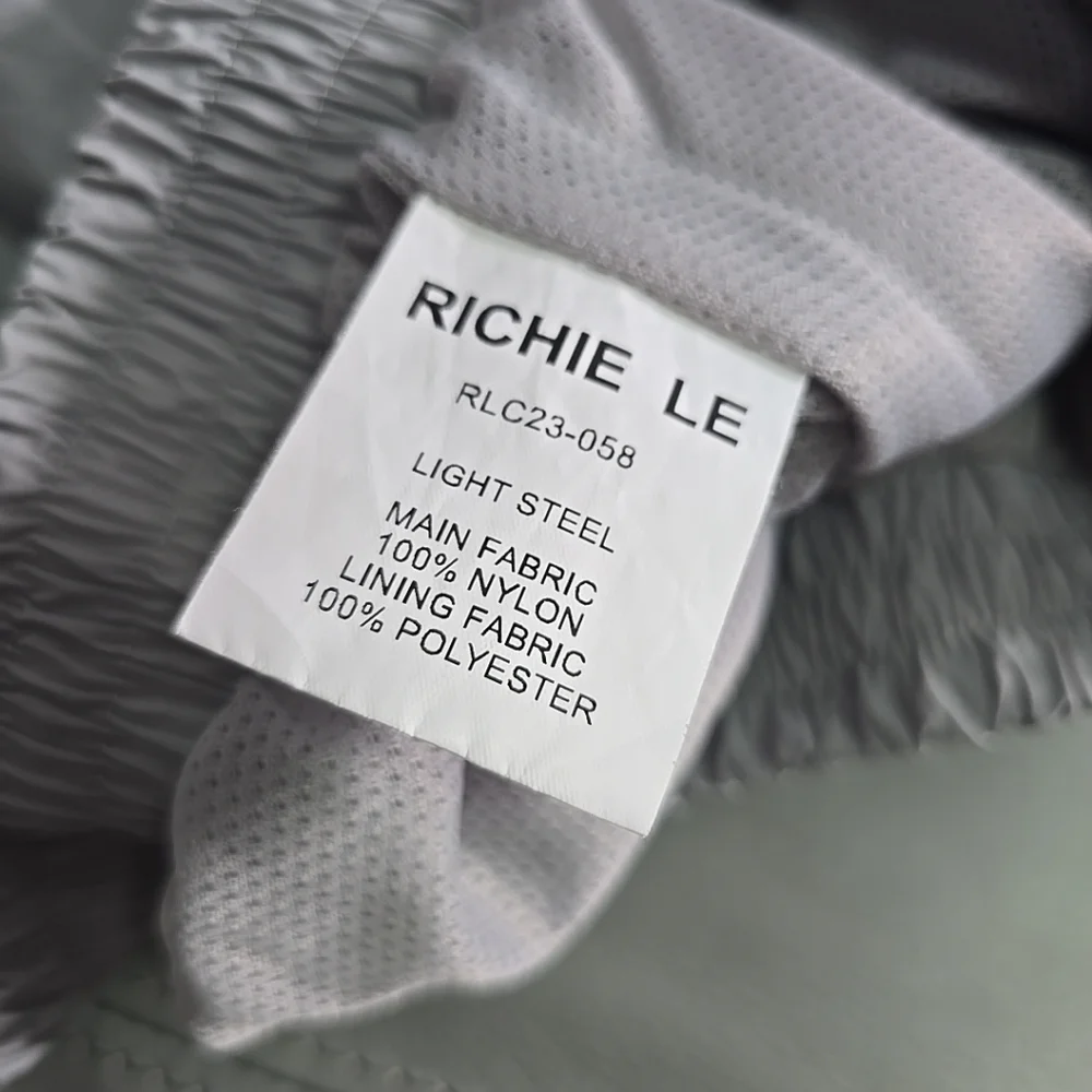Richie Le Collection‎ Nylon Elastic Waist Shorts Light Steel Color Size Medium